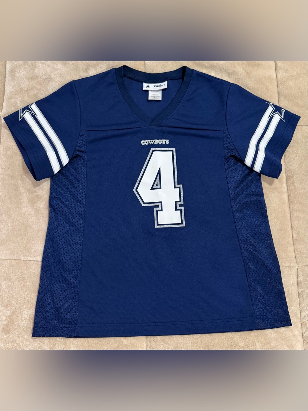 Dallas Cowboys #4-Prescott Navy Blue V-Neck Jersey